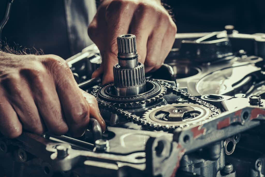 Continuously variable transmission gearbox repair closeup